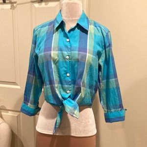 Talbots cotton plaid shirt, Sz M petite